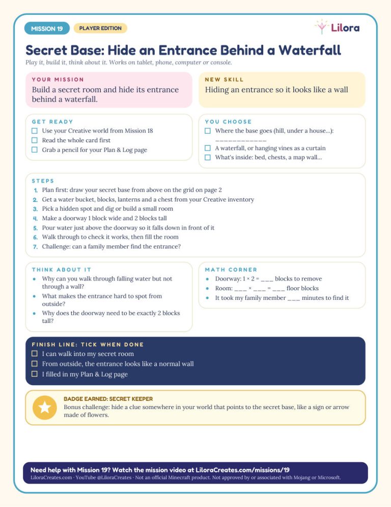 Sample page: Mission card