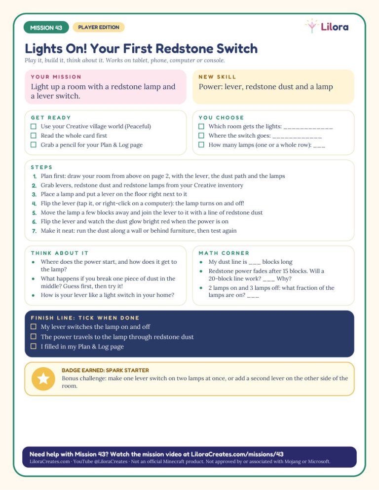 Sample page: Mission card