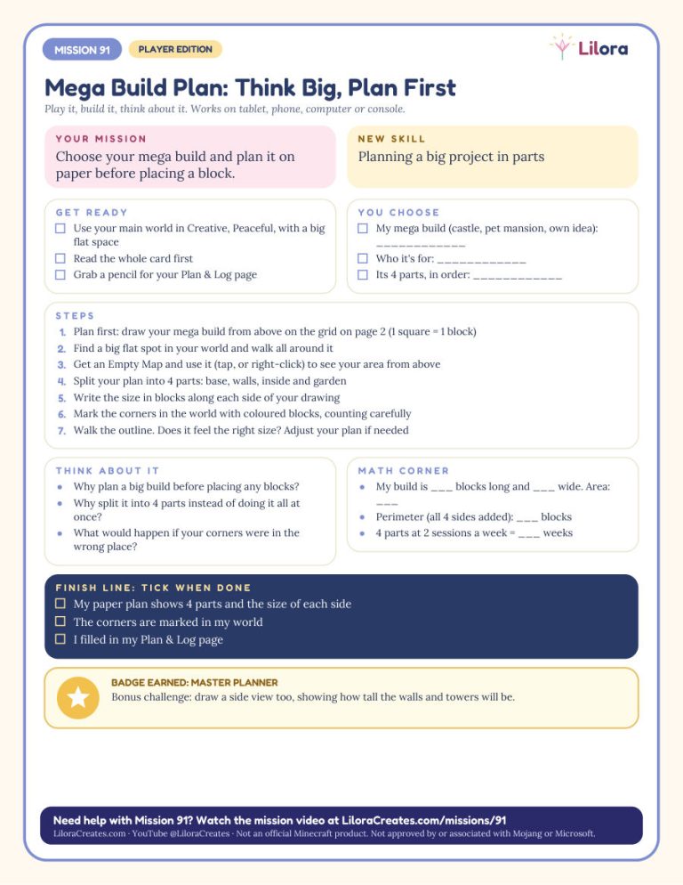 Sample page: Mission card