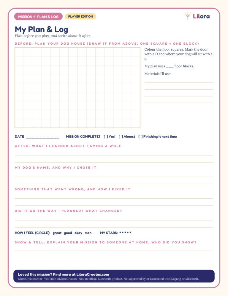 Sample page: Plan & Log page